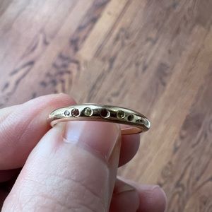 Solid 14k Gold Fewer Finer Gold Ring with Multicolor Stones